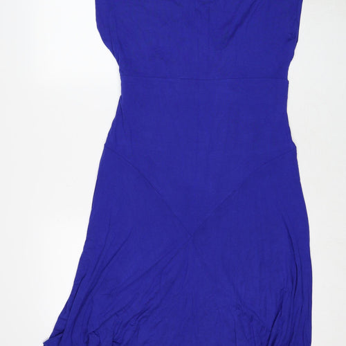 Dorothy Perkins Womens Blue Viscose A-Line Size 16 V-Neck Pullover