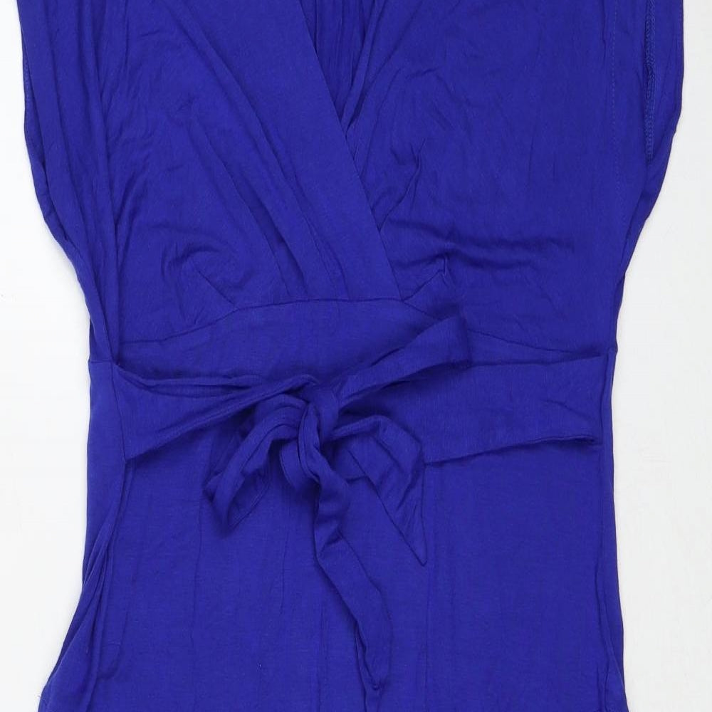 Dorothy Perkins Womens Blue Viscose A-Line Size 16 V-Neck Pullover