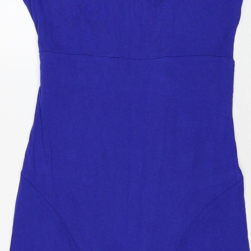 Dorothy Perkins Womens Blue Viscose A-Line Size 16 V-Neck Pullover