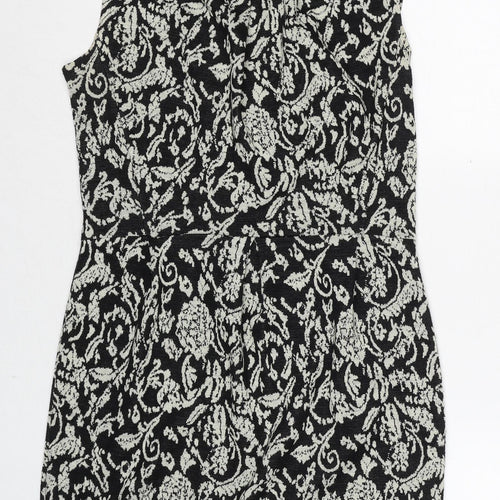 Therapy Womens Black Geometric Acrylic Shift Size 12 Round Neck Zip