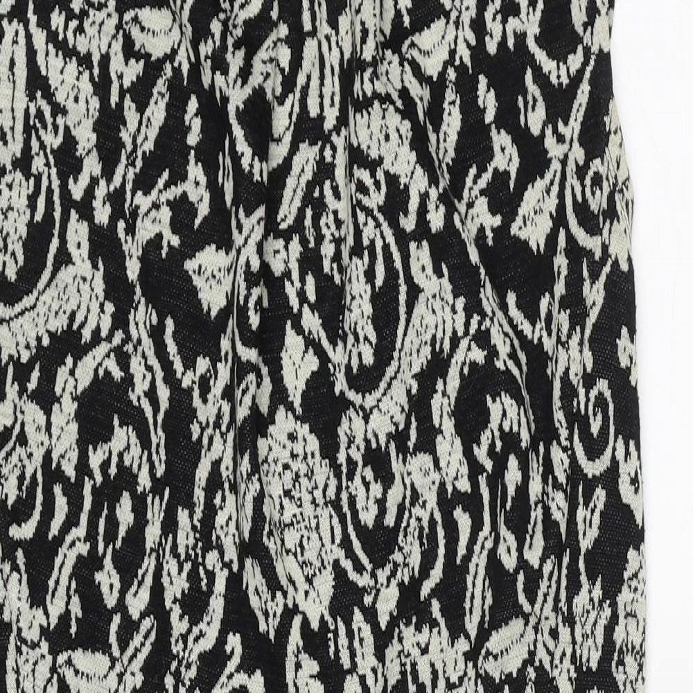 Therapy Womens Black Geometric Acrylic Shift Size 12 Round Neck Zip