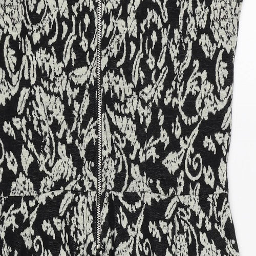 Therapy Womens Black Geometric Acrylic Shift Size 12 Round Neck Zip