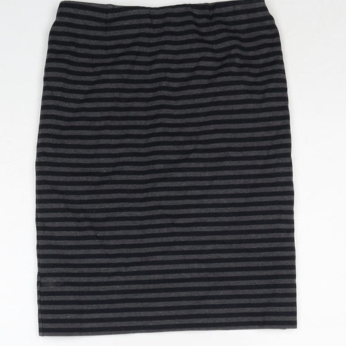 Deuxieme Classe Womens Grey Striped Cotton A-Line Skirt Size 10