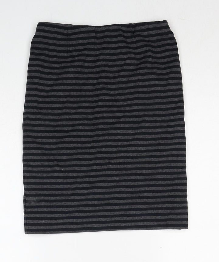 Deuxieme Classe Womens Grey Striped Cotton A-Line Skirt Size 10