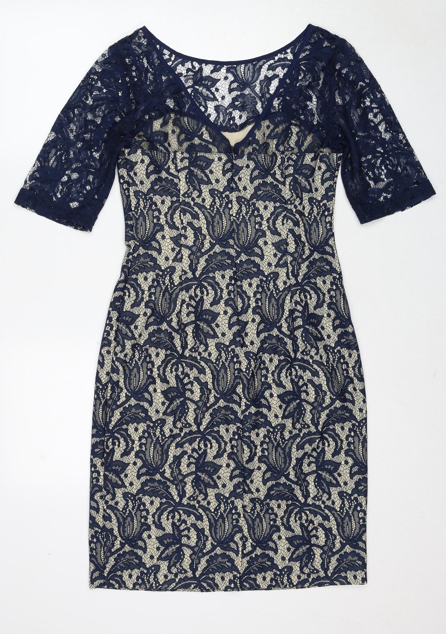 NEXT Womens Blue Polyester Shift Size 10 Round Neck Zip