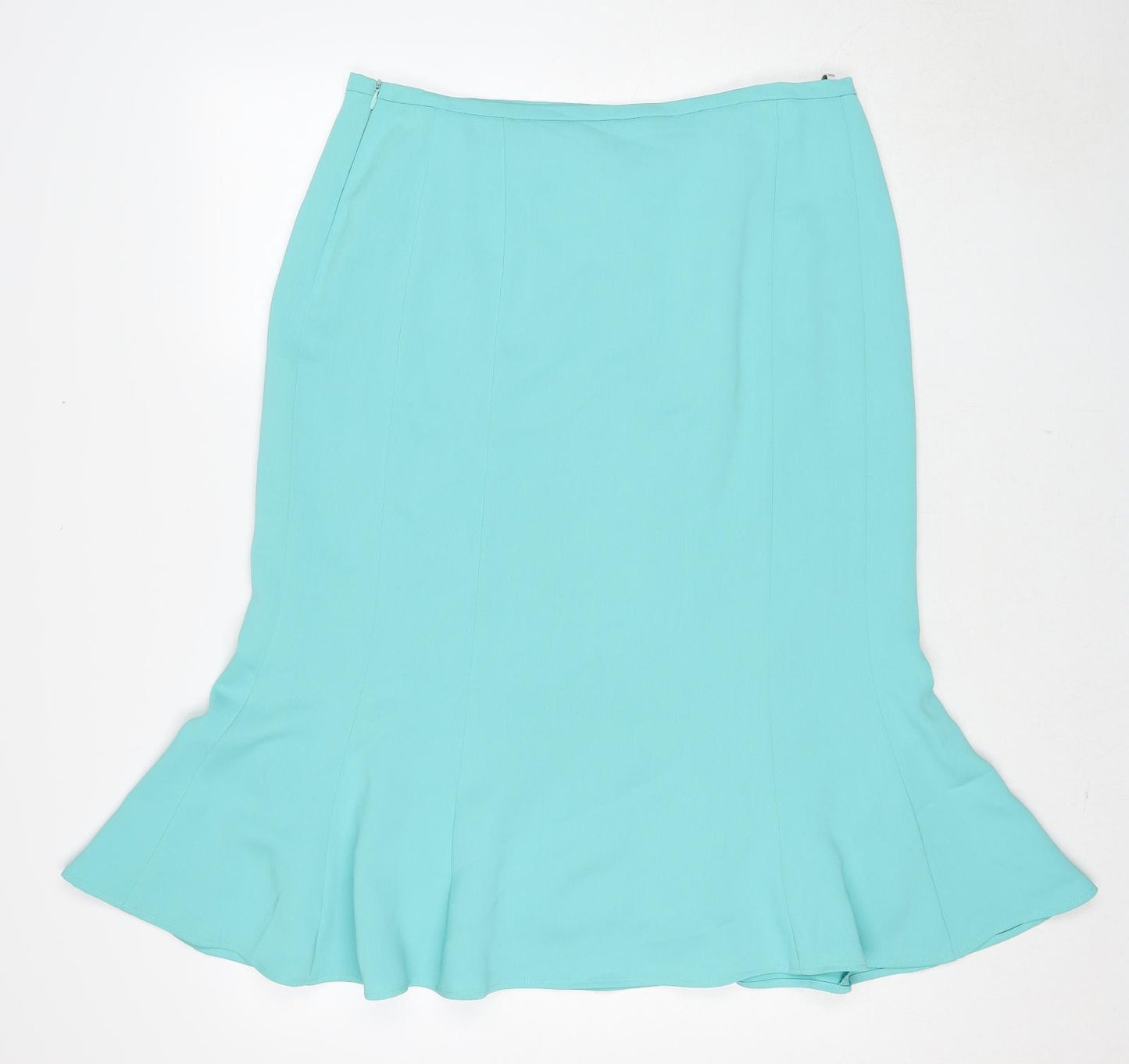 Hermann Lange Womens Blue Polyester Trumpet Skirt Size 16 Zip