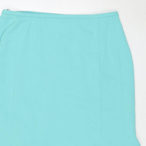 Hermann Lange Womens Blue Polyester Trumpet Skirt Size 16 Zip