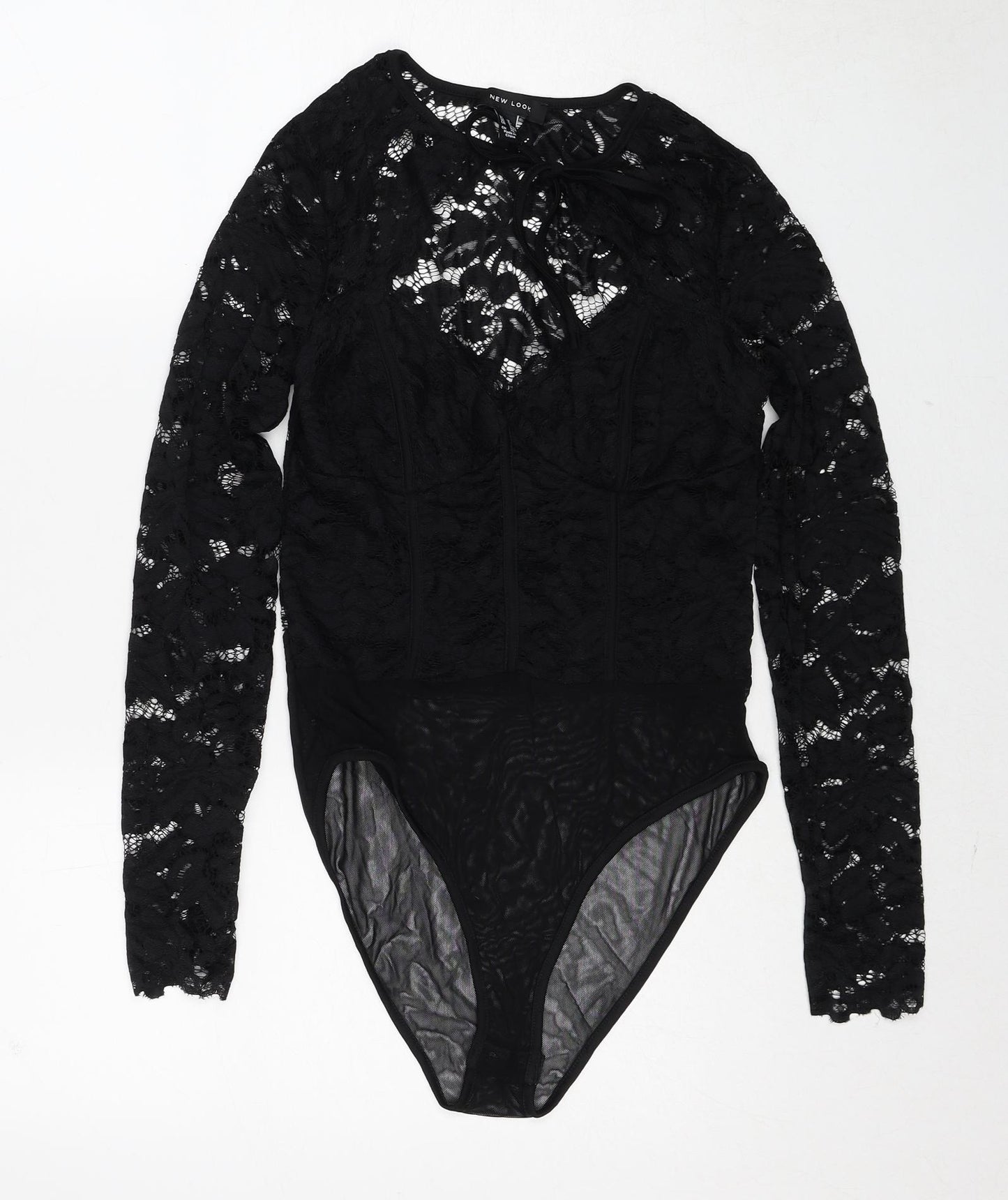 New Look Womens Black Polyester Playsuit One-Piece Size 12 Snap