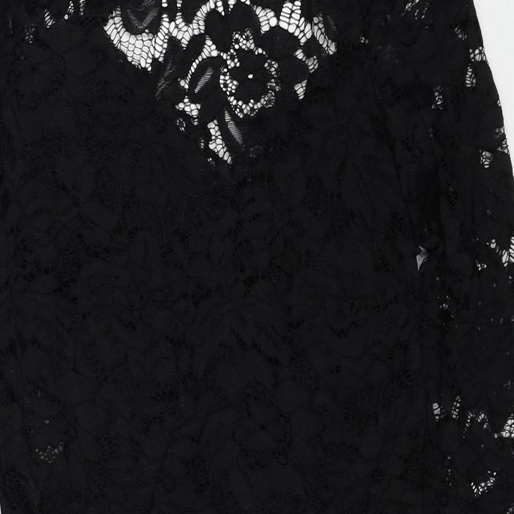 New Look Womens Black Polyester Playsuit One-Piece Size 12 Snap