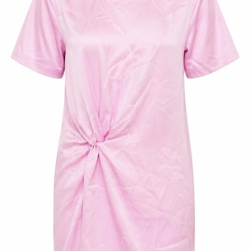 Zara Womens Pink Polyester T-Shirt Dress Size XS Round Neck Zip - Twist Detail