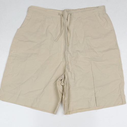Elizabeth Scott Womens Beige Cotton Culotte Shorts Size L Regular Drawstring