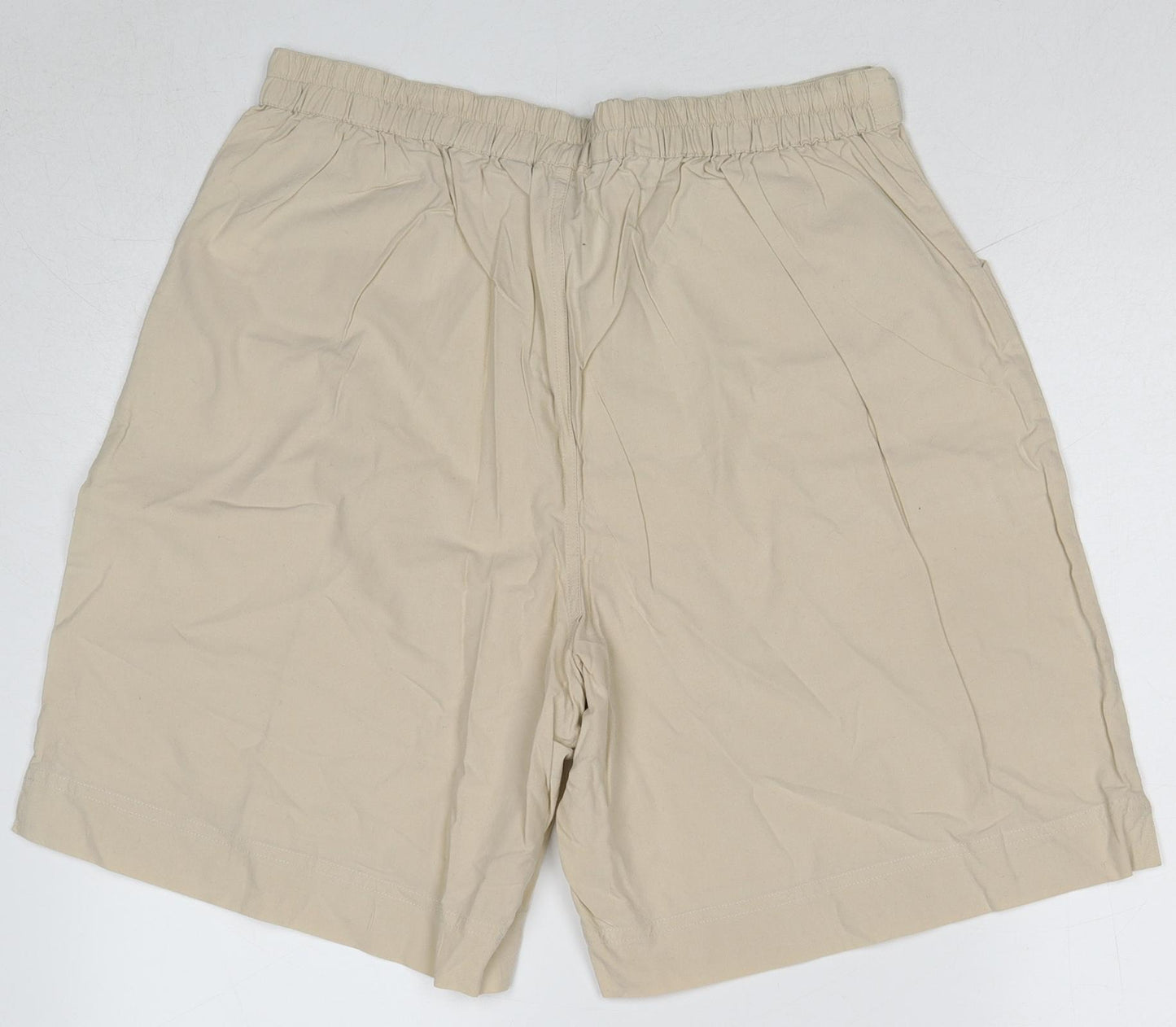 Elizabeth Scott Womens Beige Cotton Culotte Shorts Size L Regular Drawstring