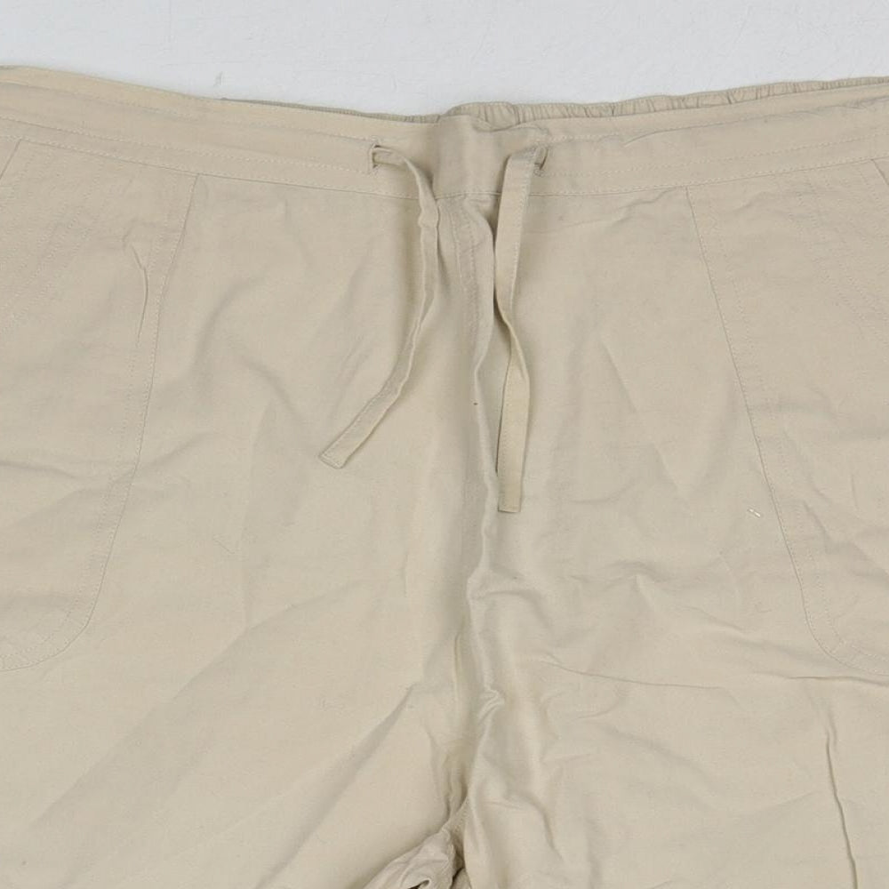 Elizabeth Scott Womens Beige Cotton Culotte Shorts Size L Regular Drawstring