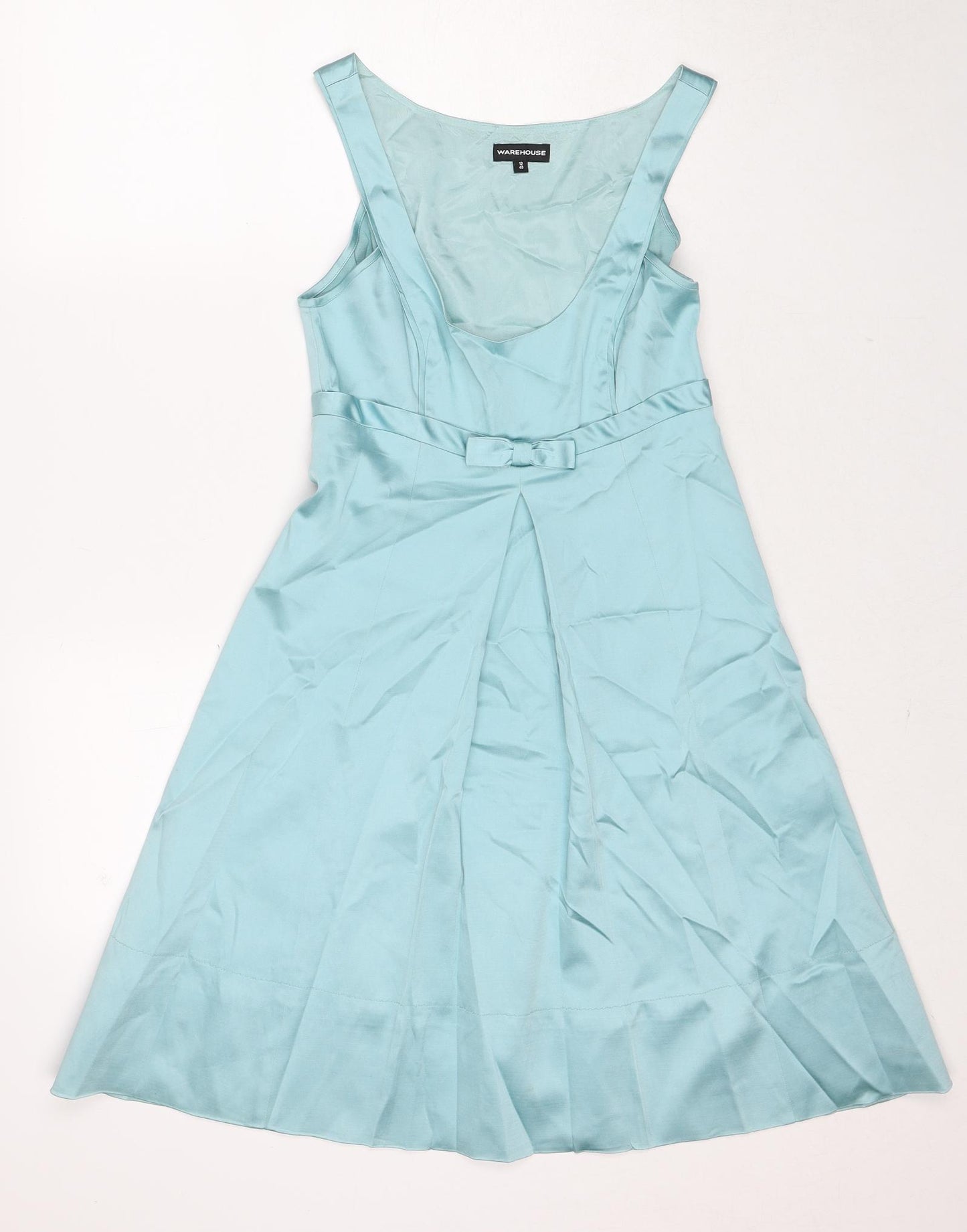 Warehouse Womens Blue Polyester A-Line Size 12 Scoop Neck Zip