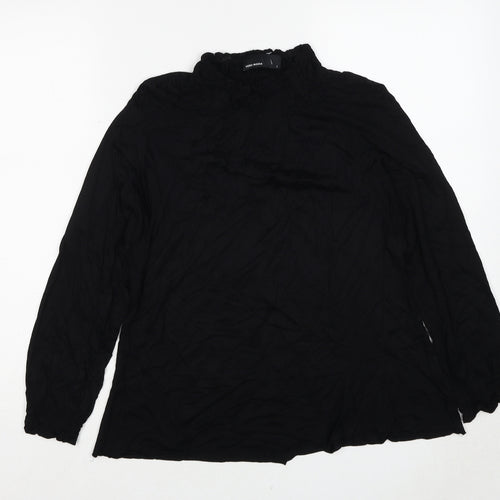 VERO MODA Womens Black Viscose Basic Blouse Size L Mock Neck