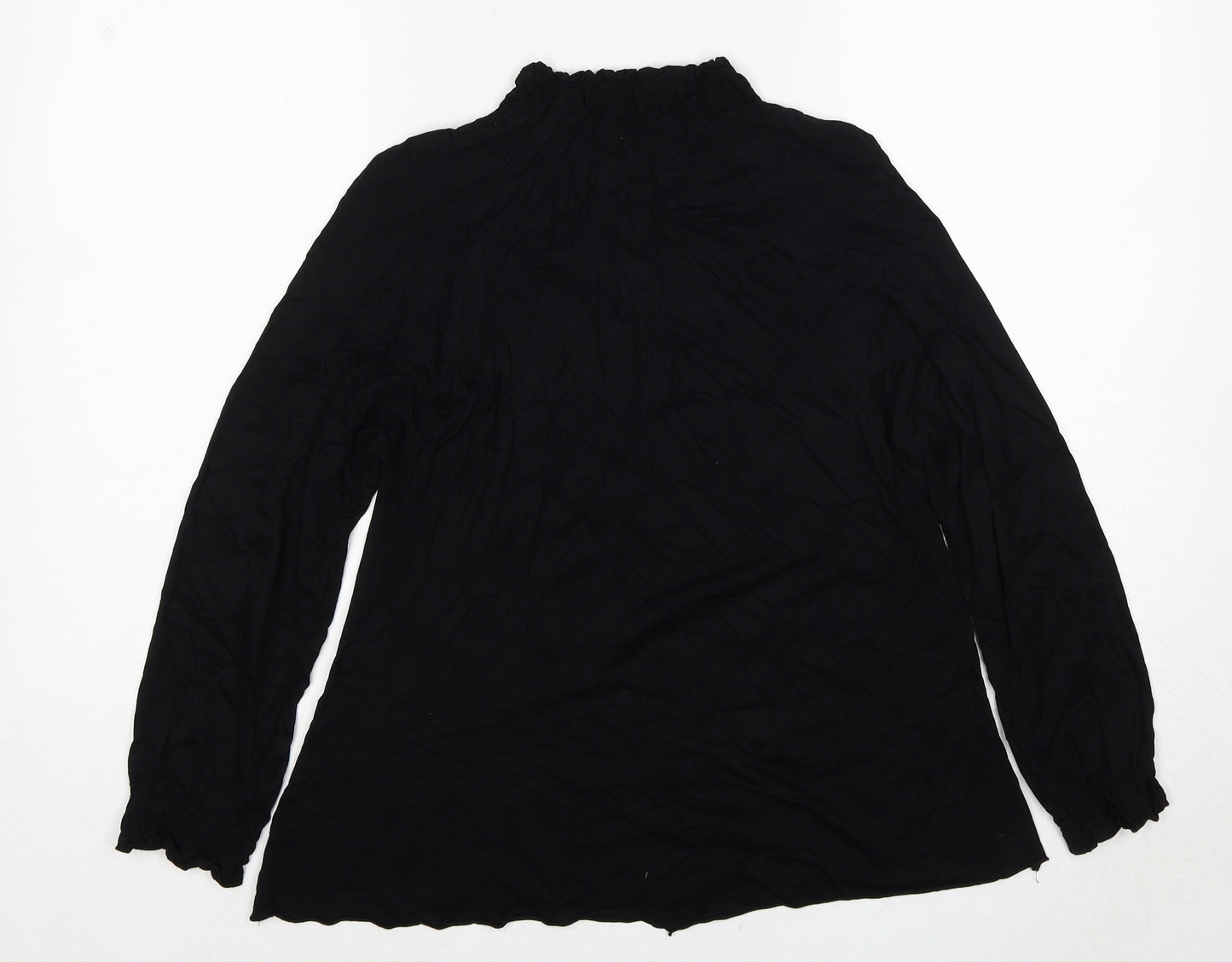 VERO MODA Womens Black Viscose Basic Blouse Size L Mock Neck