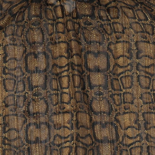 Marks and Spencer Womens Brown Animal Print Polyester Basic Blouse Size 8 V-Neck - Snakeskin Pattern