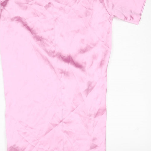 Zara Womens Pink Polyester Mini Size S Round Neck Zip - Twist Front Detail