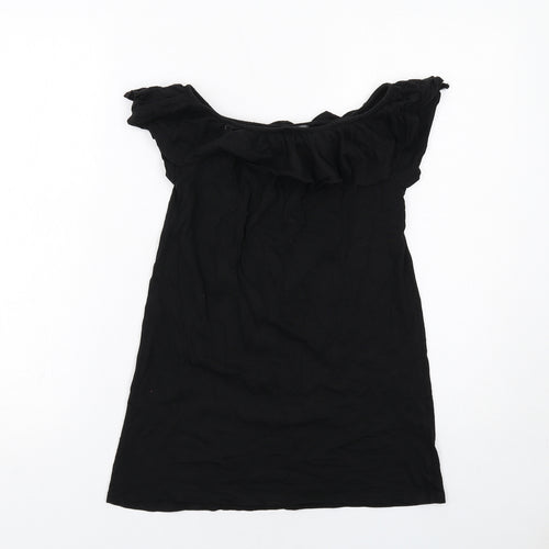 Boohoo Girls Black Cotton A-Line Size 9-10 Years Boat Neck Pullover