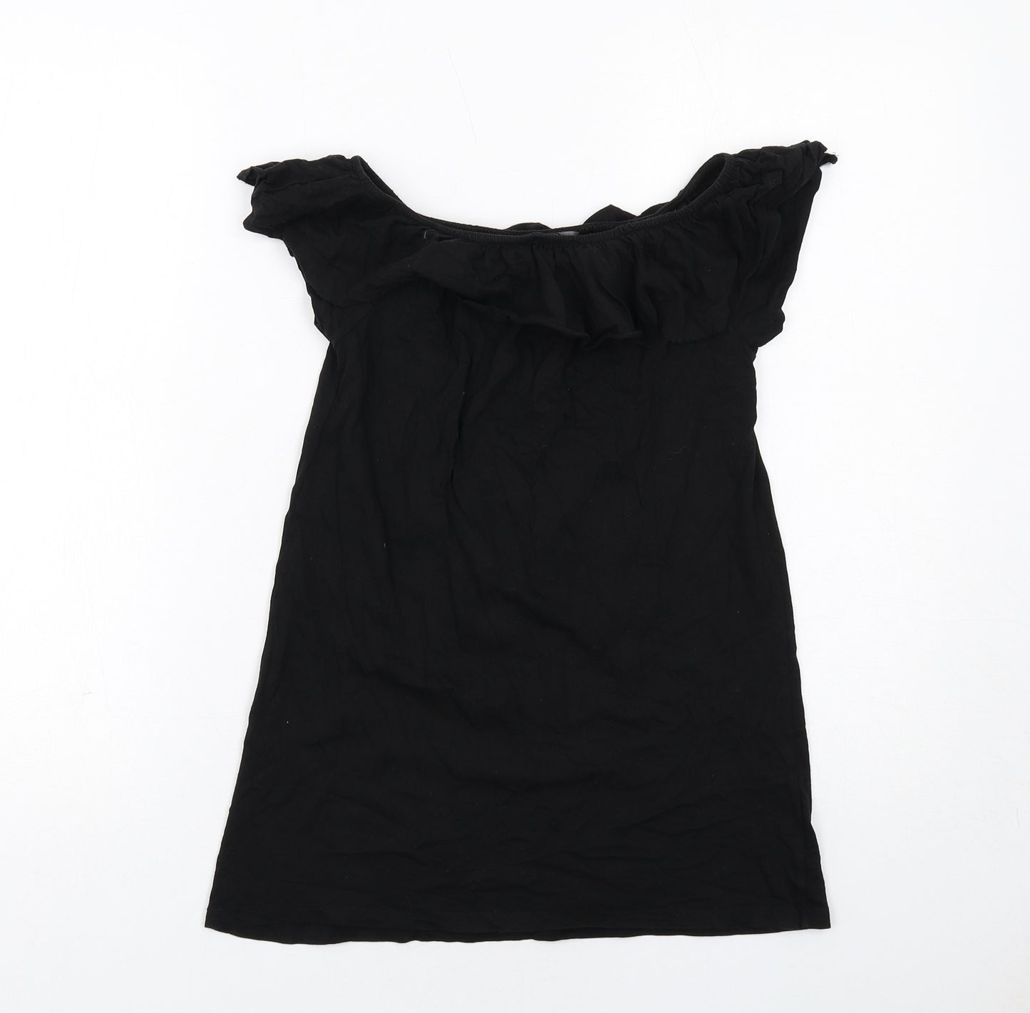 Boohoo Girls Black Cotton A-Line Size 9-10 Years Boat Neck Pullover