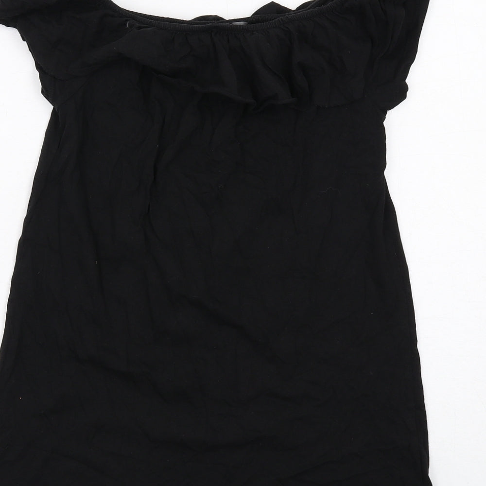 Boohoo Girls Black Cotton A-Line Size 9-10 Years Boat Neck Pullover