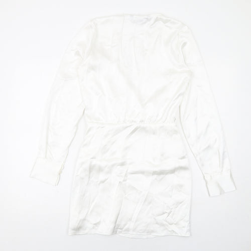 Zara Womens White Polyester Mini Size XS Sweetheart Zip - Wrap Front Detail