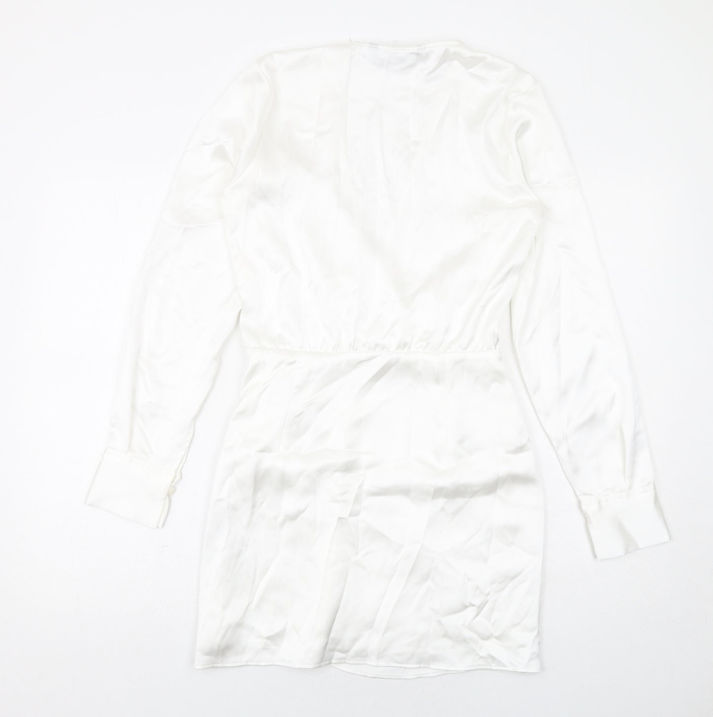 Zara Womens White Polyester Mini Size XS Sweetheart Zip - Wrap Front Detail
