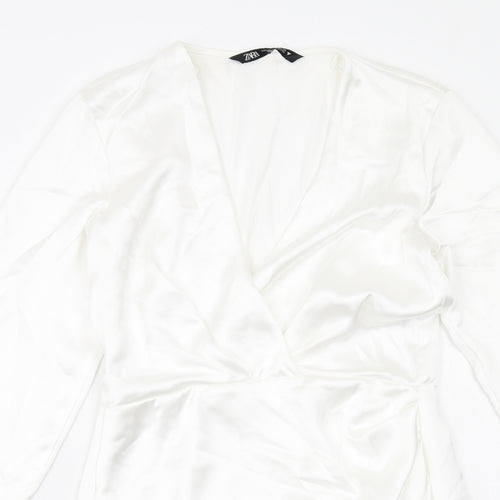 Zara Womens White Polyester Mini Size XS Sweetheart Zip - Wrap Front Detail