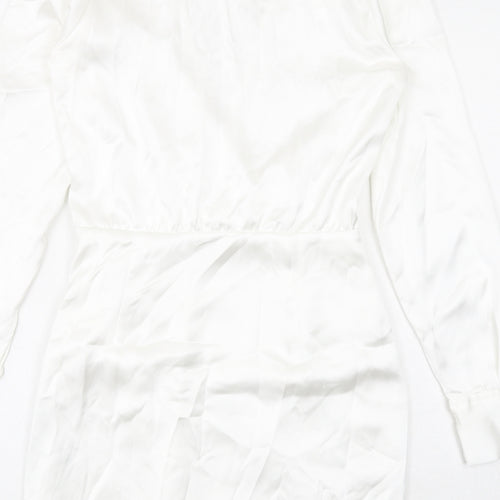 Zara Womens White Polyester Mini Size XS Sweetheart Zip - Wrap Front Detail