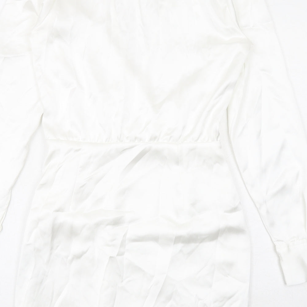 Zara Womens White Polyester Mini Size XS Sweetheart Zip - Wrap Front Detail