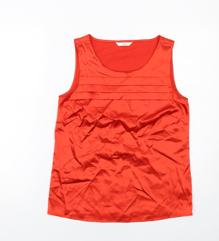 Marks and Spencer Womens Red Polyester Basic Tank Size 8 Round Neck