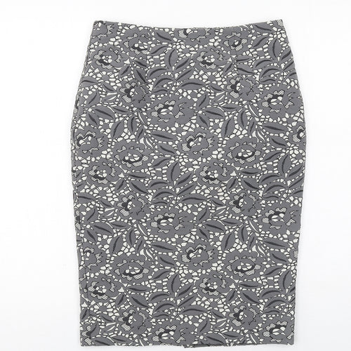 Fenn Wright Manson Womens Grey Floral Polyester Straight & Pencil Skirt Size 10 Zip