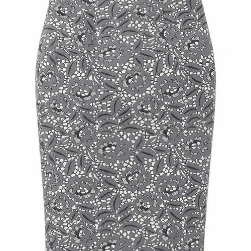 Fenn Wright Manson Womens Grey Floral Polyester Straight & Pencil Skirt Size 10 Zip