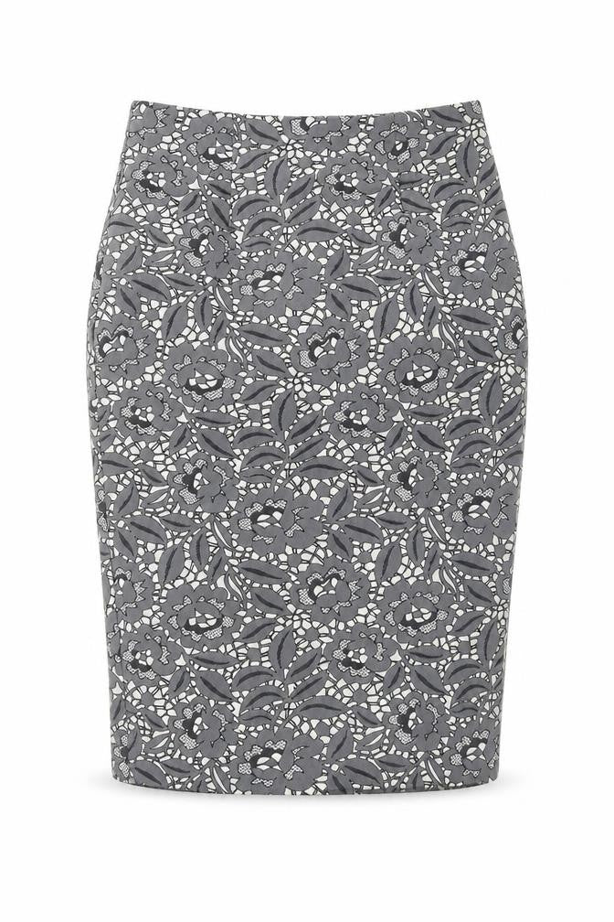 Fenn Wright Manson Womens Grey Floral Polyester Straight & Pencil Skirt Size 10 Zip