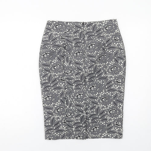 Fenn Wright Manson Womens Grey Floral Polyester Straight & Pencil Skirt Size 10 Zip