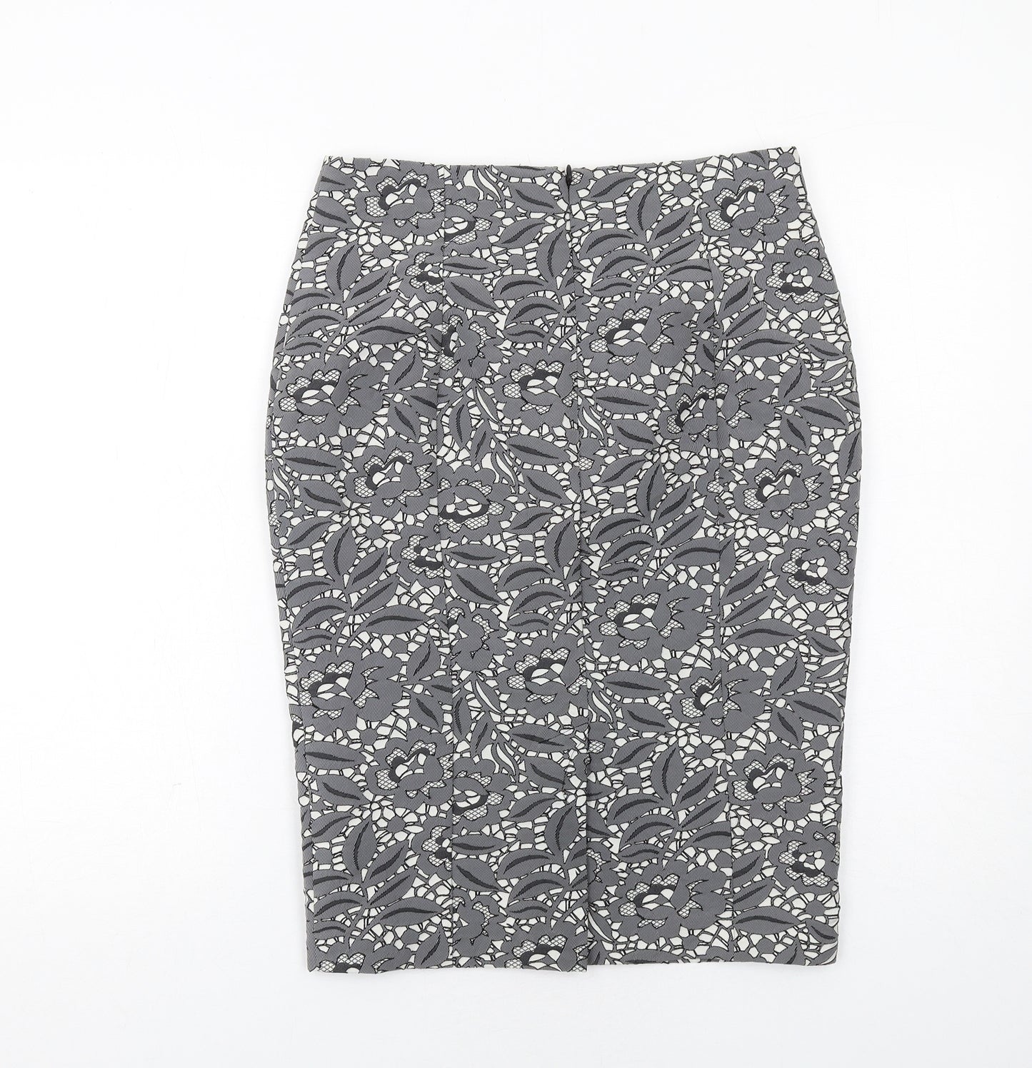 Fenn Wright Manson Womens Grey Floral Polyester Straight & Pencil Skirt Size 10 Zip