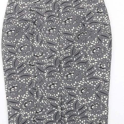 Fenn Wright Manson Womens Grey Floral Polyester Straight & Pencil Skirt Size 10 Zip