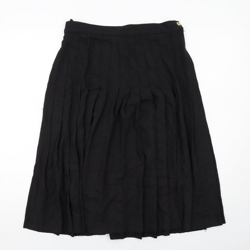 Marks and Spencer Womens Black Polyester Pleated Skirt Size 16 Zip