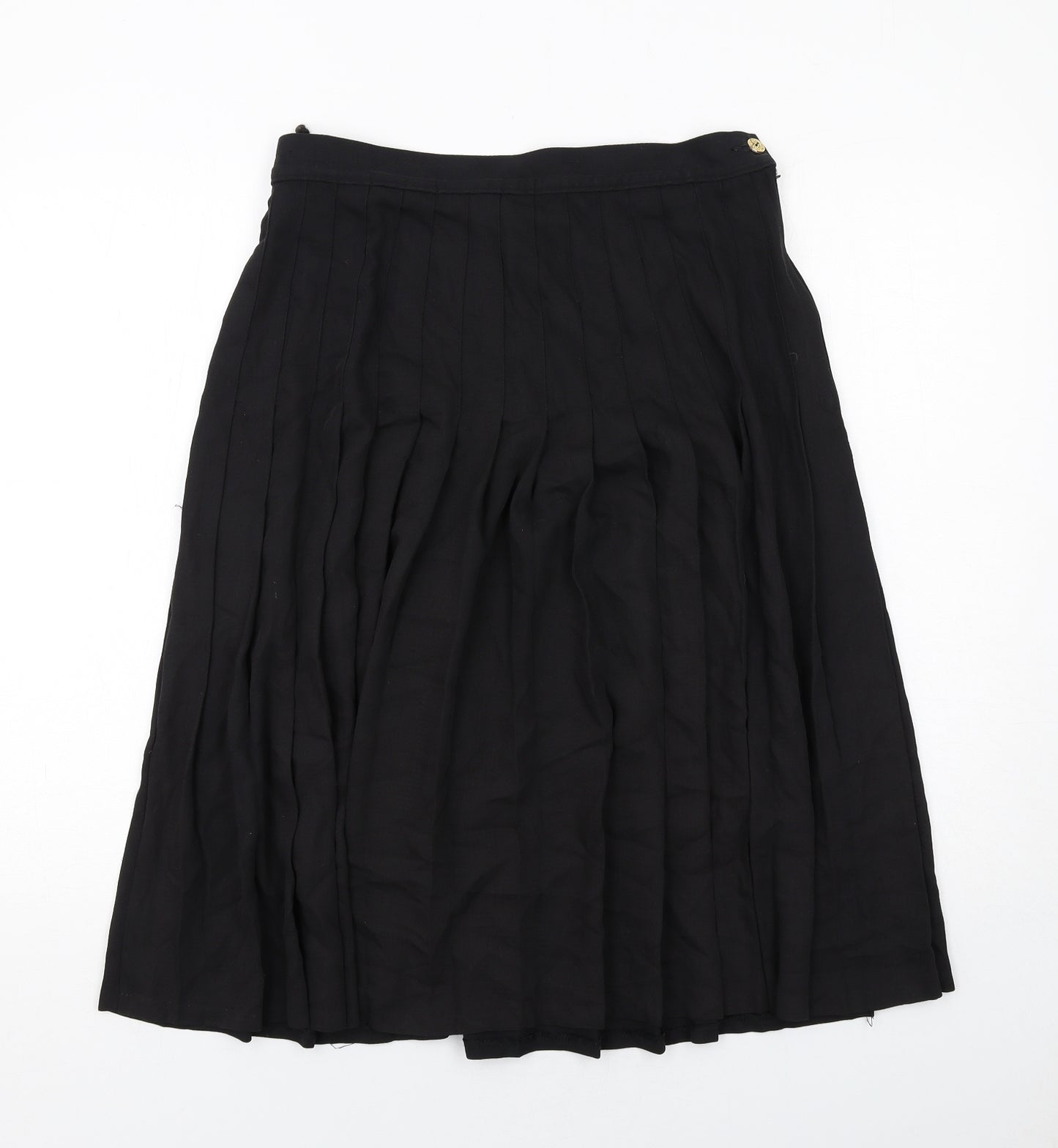 Marks and Spencer Womens Black Polyester Pleated Skirt Size 16 Zip