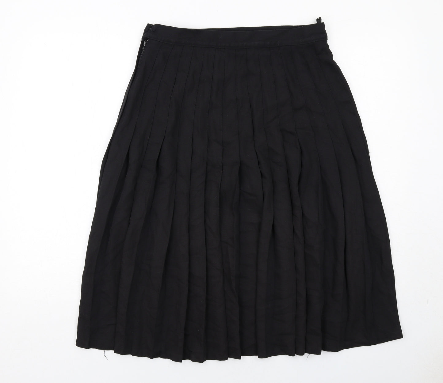 Marks and Spencer Womens Black Polyester Pleated Skirt Size 16 Zip