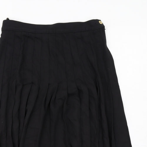 Marks and Spencer Womens Black Polyester Pleated Skirt Size 16 Zip
