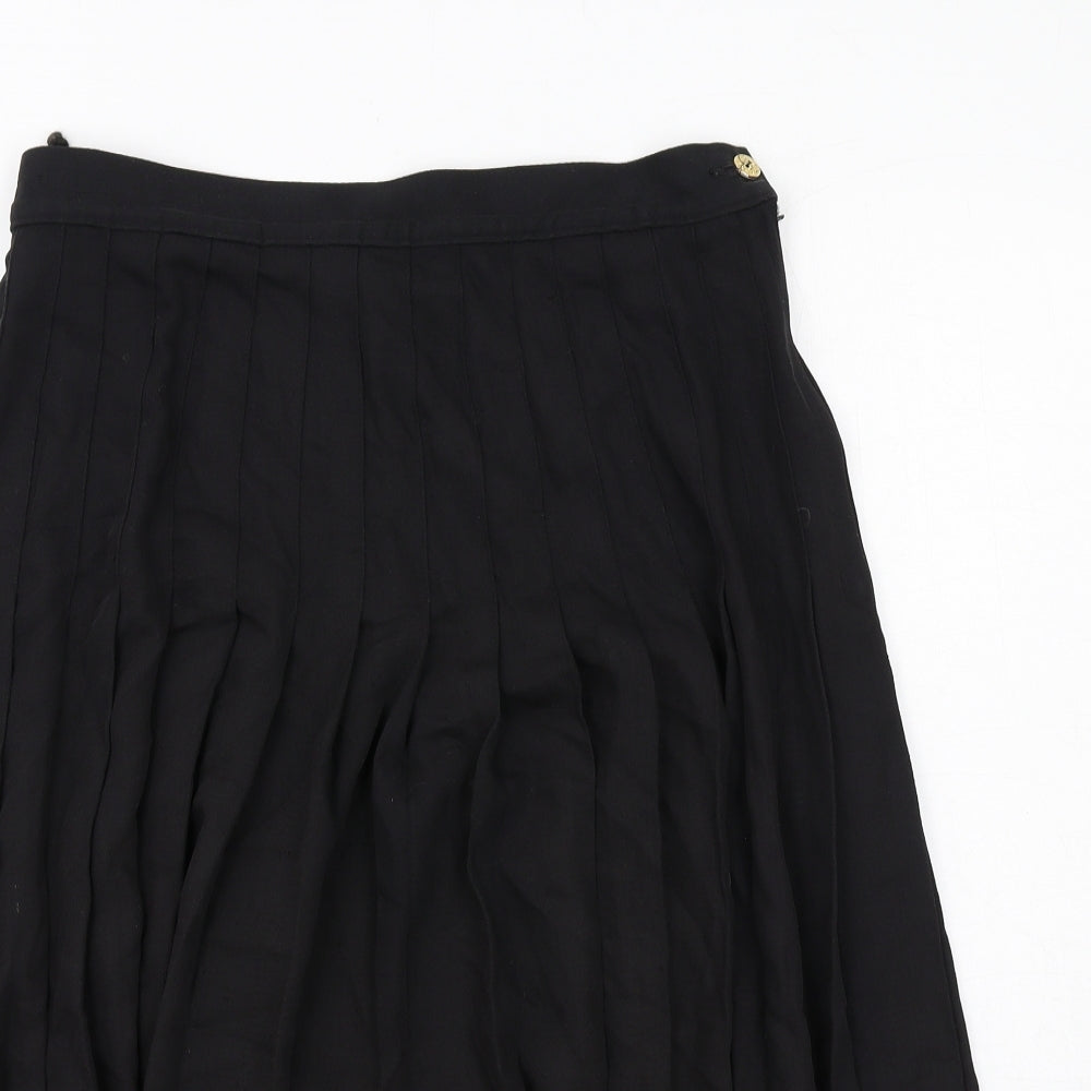 Marks and Spencer Womens Black Polyester Pleated Skirt Size 16 Zip