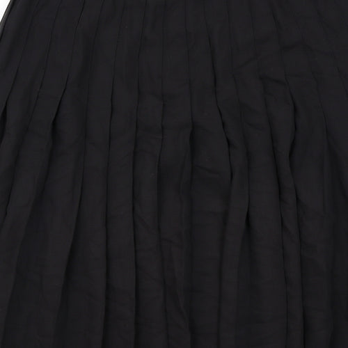 Marks and Spencer Womens Black Polyester Pleated Skirt Size 16 Zip