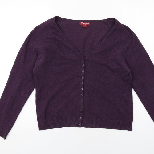 Monsoon Womens Purple V-Neck Cotton Cardigan Jumper Size 12