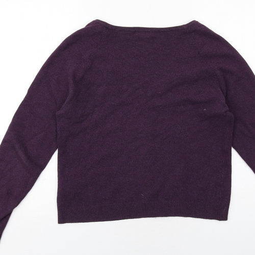 Monsoon Womens Purple V-Neck Cotton Cardigan Jumper Size 12