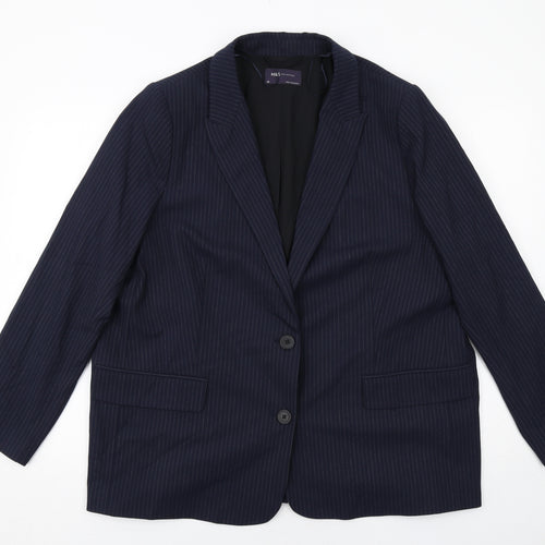 Marks and Spencer Womens Blue Pinstripe Polyester Jacket Suit Jacket Size 20