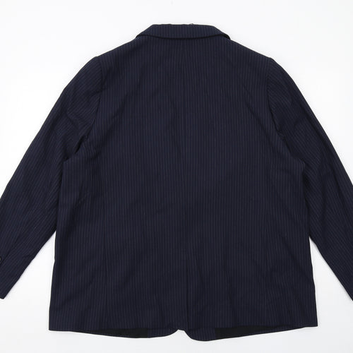 Marks and Spencer Womens Blue Pinstripe Polyester Jacket Suit Jacket Size 20