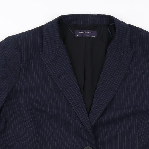 Marks and Spencer Womens Blue Pinstripe Polyester Jacket Suit Jacket Size 20