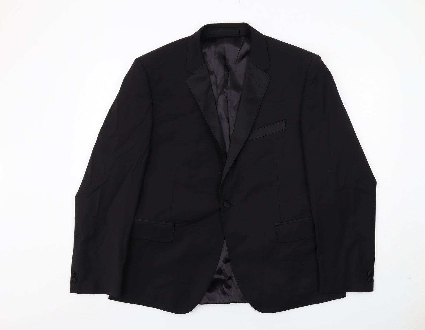 Marks and Spencer Mens Black Wool Tuxedo Suit Jacket Size 44 Regular
