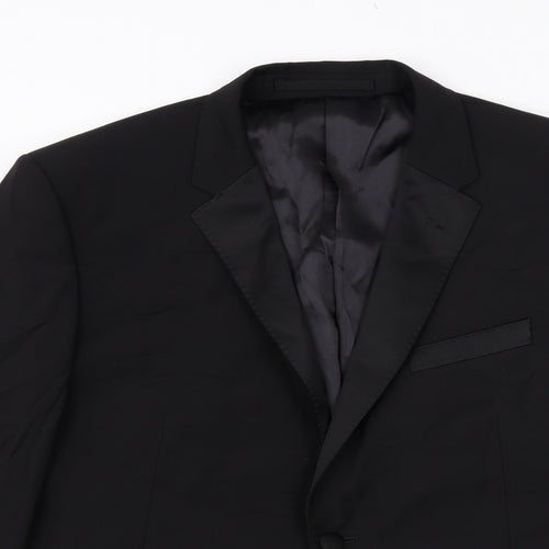 Marks and Spencer Mens Black Wool Tuxedo Suit Jacket Size 44 Regular